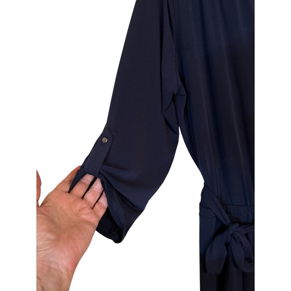 41 Hawthorn Women Elastic Waist Belted Button Front Wide Leg Jumpsuit SZ XL Navy - Picture 5 of 11